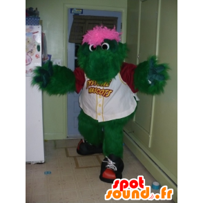 Mascot green and pink monster crocodile while hairy - MASFR22202 - Mascot of crocodiles