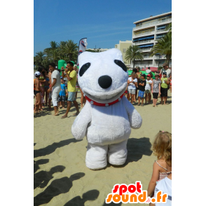 Mascote grande cão branco e preto, gigante - MASFR22203 - Mascotes cão