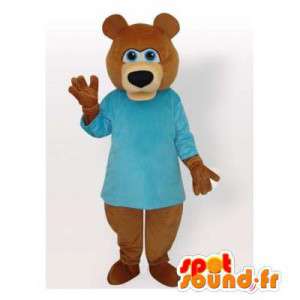 Mascot oso pardo en la camiseta azul - MASFR006494 - Oso mascota