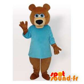Maskot medvěd hnědý v modré košili - MASFR006494 - Bear Mascot