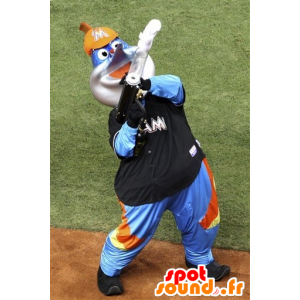Mascot homem azul, peixe-espada na roupa colorida - MASFR22213 - Mascotes não classificados