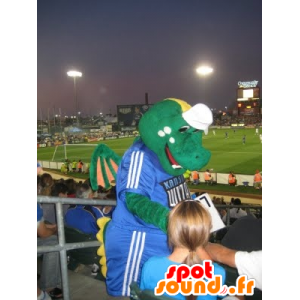 Mascote dragão verde e amarelo, divertimento e colorido - MASFR22217 - Dragão mascote