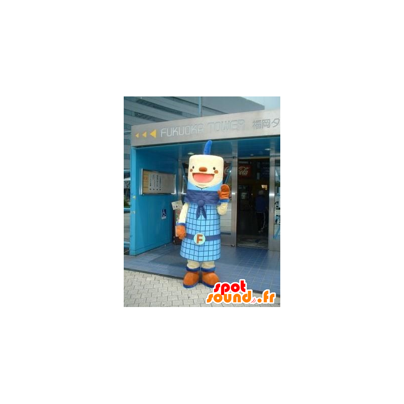 Mascot cilindrische vent, blauw en lachend - MASFR22220 - Niet-ingedeelde Mascottes