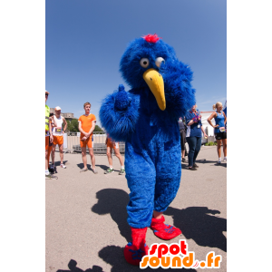 Grappig mascotte, blauwe vogel met een lange gele snavel - MASFR22222 - Mascot vogels