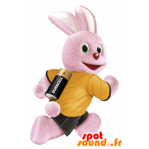 Maskot af den berømte lyserøde kanin fra Duracell-batterimærket