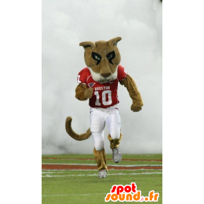 Brown and white tiger mascot in sportswear - MASFR22224 - Tiger mascots