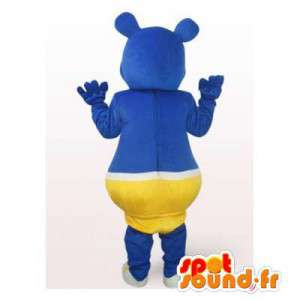 Blå björnmaskot i gula byxor - Spotsound maskot