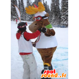Caribou maskot, ren, älg, i skiddräkt - Spotsound maskot