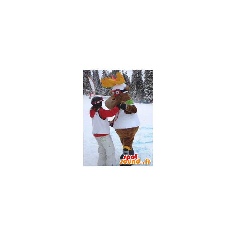 καριμπού μασκότ, ταράνδου, άλκες, σε skiwear - MASFR22229 - Δάσος Ζώα καριμπού μασκότ, ταράνδου, άλκες, σε skiwear - MASFR22229 - Δάσος Ζώα
