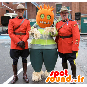 Scarecrow mascot with a pumpkin head - MASFR22231 - Halloween