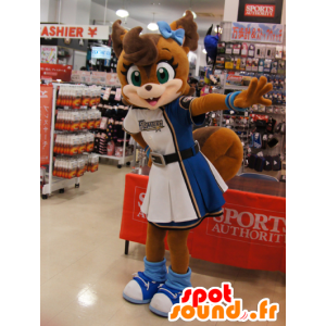 Mascot zorro marrón en vestido de animadora - MASFR22236 - Mascotas Fox
