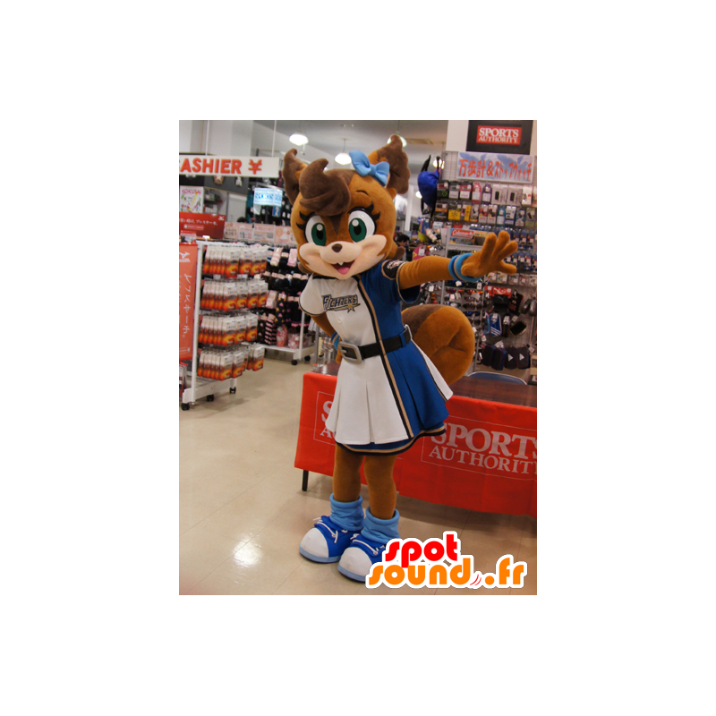 Mascot brown fox in cheerleader dress - MASFR22236 - Mascots Fox