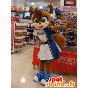 Mascot brown fox in abito cheerleader - MASFR22236 - Mascotte Fox