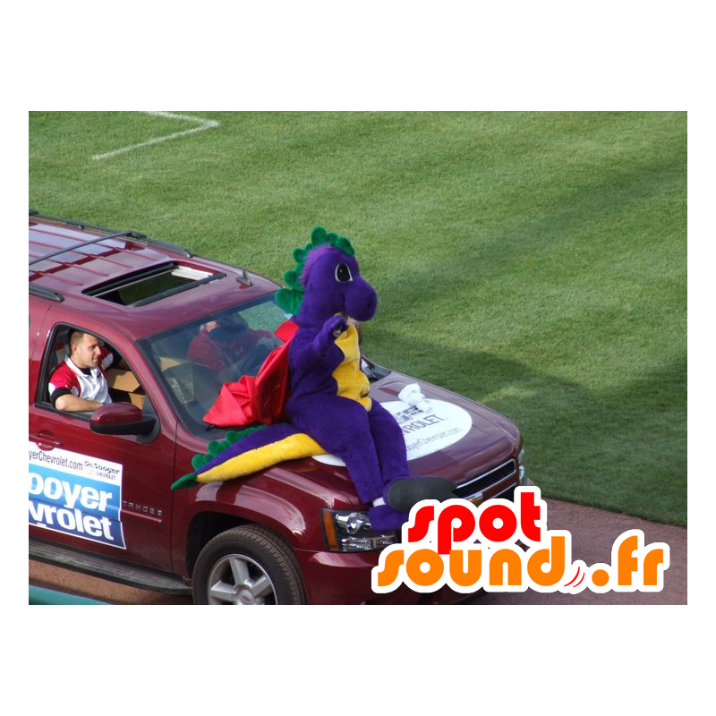Mascotte de dragon vert, violet et jaune - MASFR22239 - Mascotte de dragon Mascotte de dragon vert, violet et jaune - MASFR22239 - Mascotte de dragon