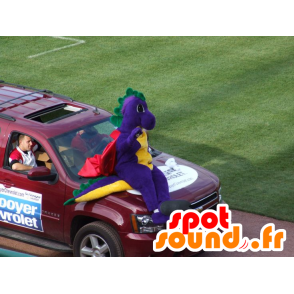 Mascotte de dragon vert, violet et jaune - MASFR22239 - Mascotte de dragon