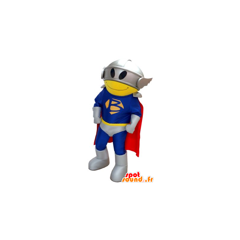 Mascote super-herói, com um terno, uma capa e um capacete - MASFR22240 - super-herói mascote