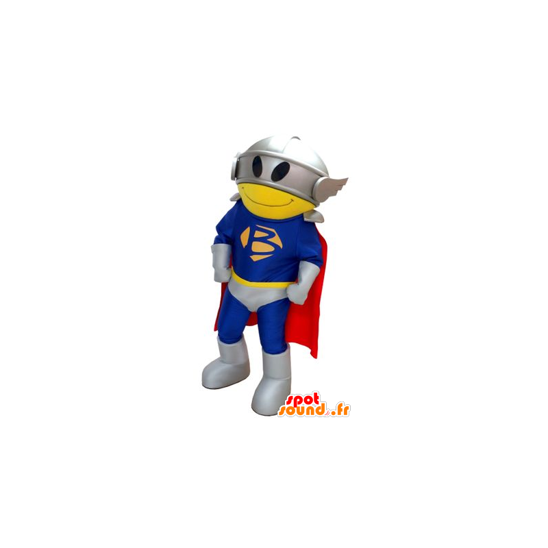 Supereroe mascotte, con un vestito, un mantello e un casco - MASFR22240 - Mascotte del supereroe