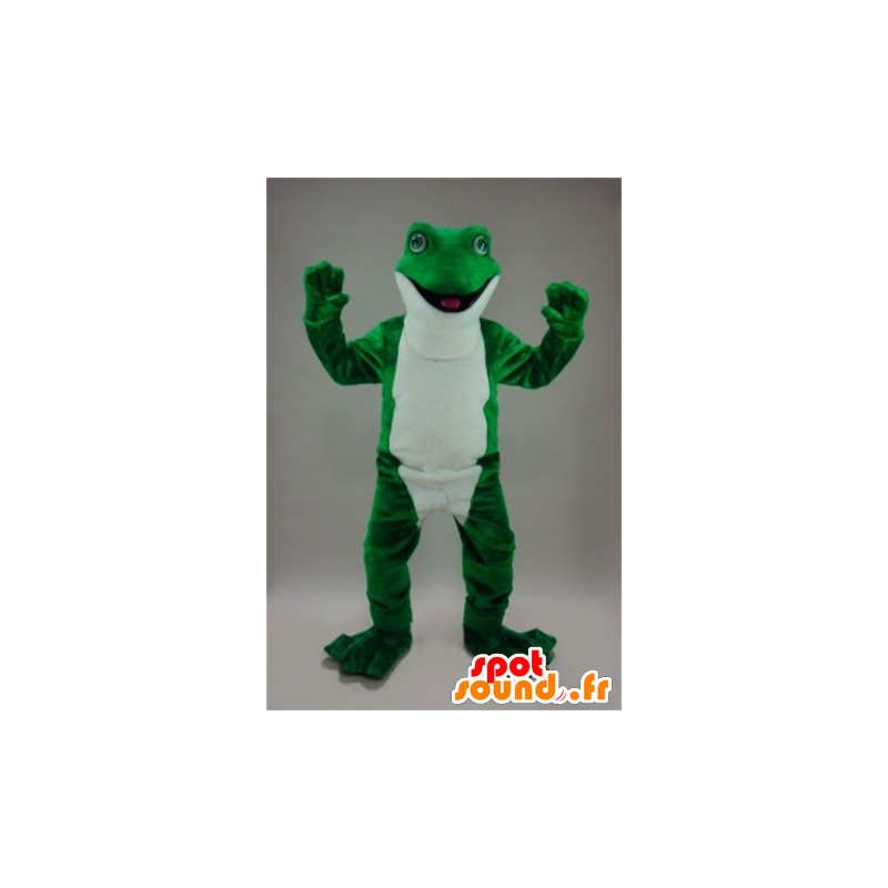 Mascot frog green and white, very realistic - MASFR22243 - Mascots frog