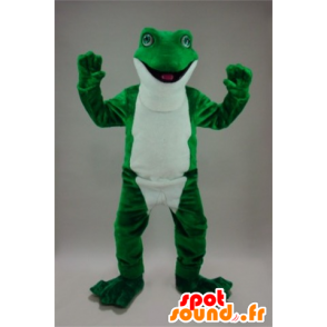 Mascot frog green and white, very realistic - MASFR22243 - Mascots frog