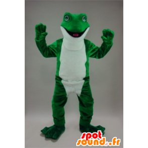 Mascotte de grenouille verte et blanche, très réaliste - MASFR22243 - Mascottes Grenouille