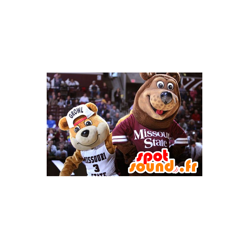 2 mascotas oso pardo en equipo de los deportes - MASFR22250 - Oso mascota