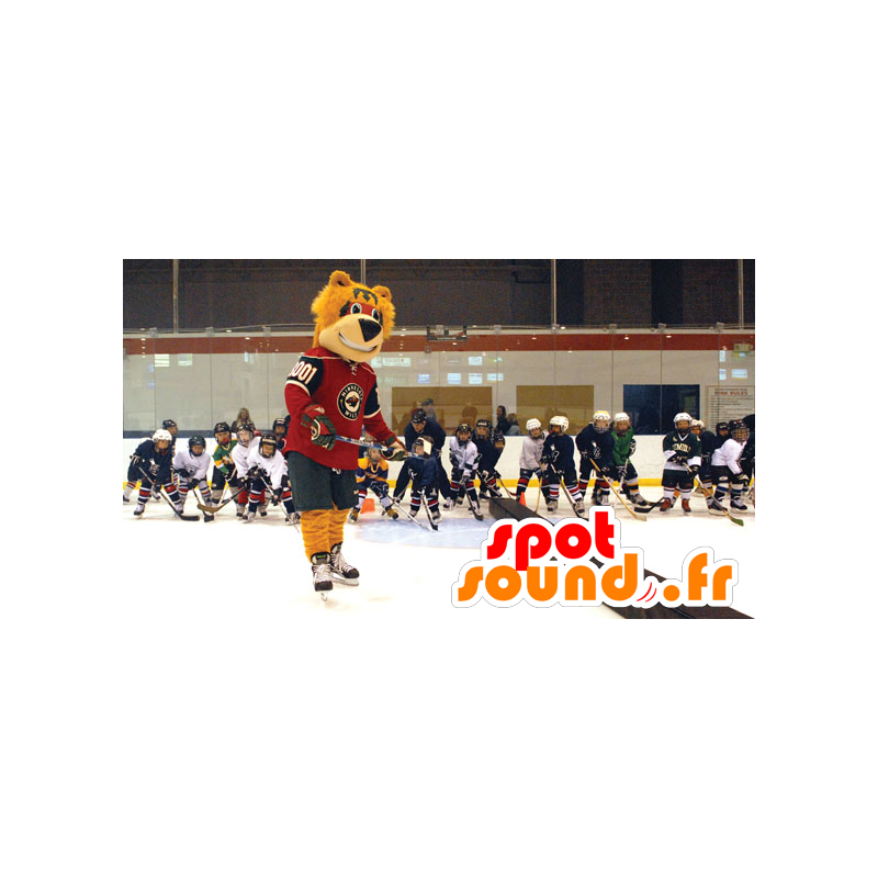 Orange bear mascot hockey outfit - MASFR22251 - Bear mascot