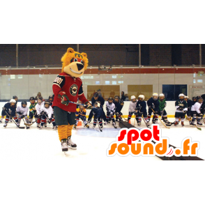 Orange bear mascot hockey outfit - MASFR22251 - Bear mascot