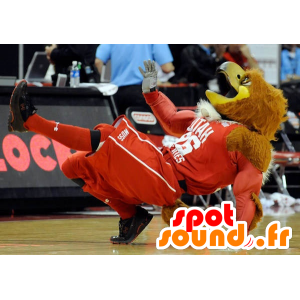 Mascot águia muscular, amarelo e castanho, no desporto - MASFR22252 - aves mascote