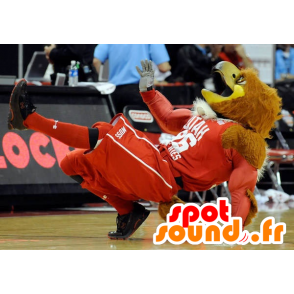 Mascot águia muscular, amarelo e castanho, no desporto - MASFR22252 - aves mascote