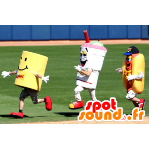 3 mascotas, un sándwich, una bebida y un cilindro amarillo - MASFR22259 - Mascotas de comida rápida