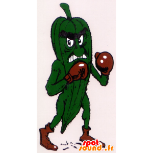 Mascot picles verde, feroz, com as luvas de encaixotamento - MASFR22260 - Mascot vegetal