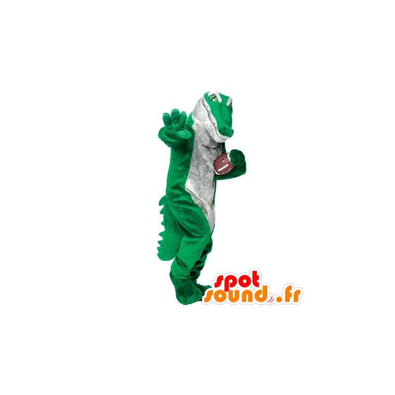 Mascot green and gray crocodile, realistic - MASFR22265 - Mascot of crocodiles