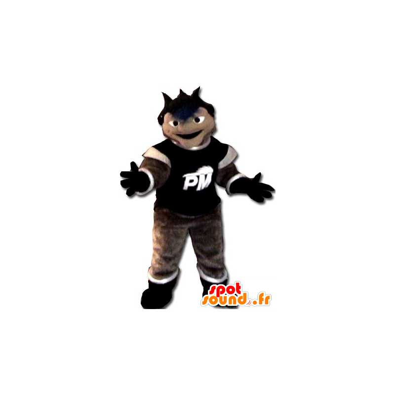 Mascotte de bonhomme marron, blanc et noir - MASFR22266 - Mascottes non-classées