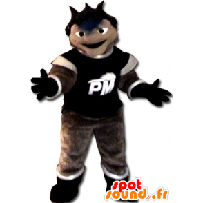 Brown pupazzo mascotte, bianco e nero - MASFR22266 - Mascotte non classificati