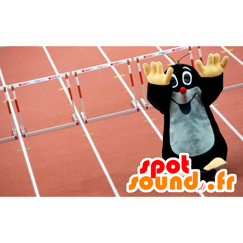Taupe mascote preto e cinzento, bonito e sorrindo - Animais da floresta - MASFR22275 - SpotSound.fr