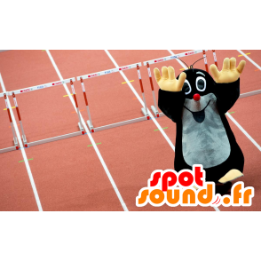 Taupe mascote preto e cinzento, bonito e sorrindo - Animais da floresta - MASFR22275 - SpotSound.fr