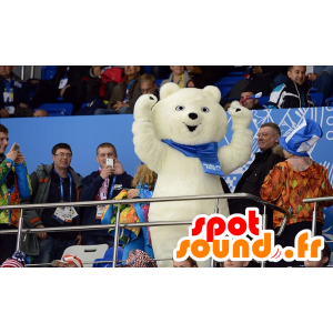 Maskot isbjørn, isbjørn, med et skjerf - MASFR22279 - bjørn Mascot