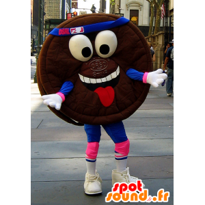 Mascotte de gâteau au chocolat rond, d'Oréo - MASFR22293 - Mascottes Fast-Food