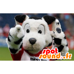 Weiße und schwarze Hund Maskottchen spotted in der Sportkleidung - MASFR22294 - Hund-Maskottchen