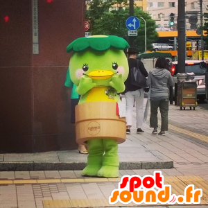 Mascot verde uccello, anatra, vaso di fiori - MASFR22297 - Mascotte di anatre