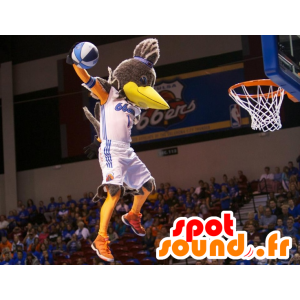 Mascot gray bird, yellow and orange, giant - MASFR22301 - Mascot of birds