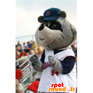 Mascot gray and black raccoon in sportswear - MASFR22304 - Mascots of pups