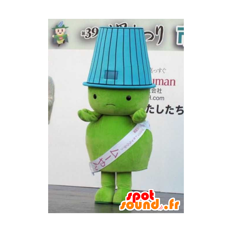 Maskot stor grønn fyr med en lampeskjerm på hodet - MASFR22311 - Ikke-klassifiserte Mascots