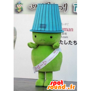 Maskot stor grøn mand med en lampeskærm på hovedet - Spotsound