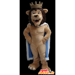 Lion king maskot, med en kappe og en krone - Lion maskoter - MASFR22318 - SpotSound.fr