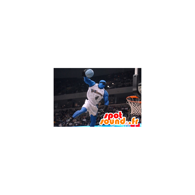 Blue Mascot man holding basketball - MASFR22327 - Human mascots