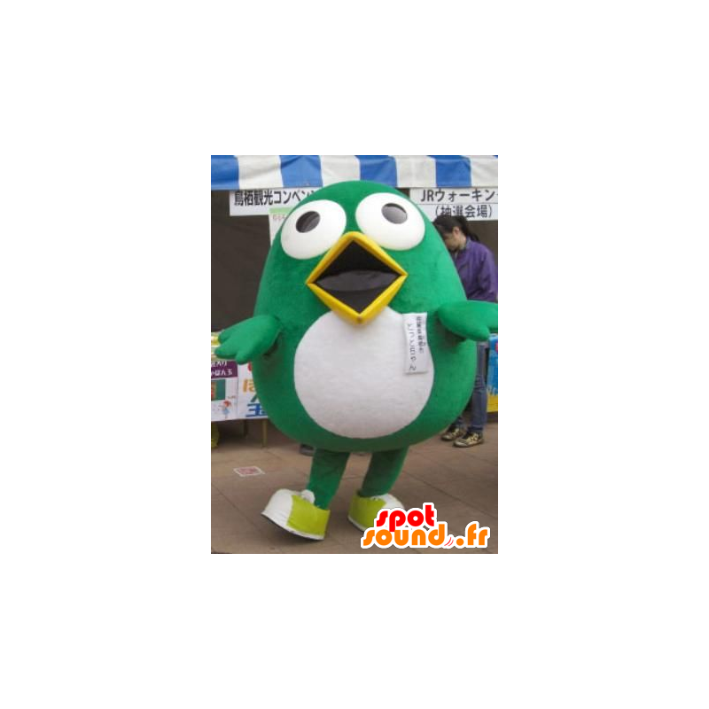 Mascotte grote grappige vogel, groen en wit - MASFR22336 - Mascot vogels