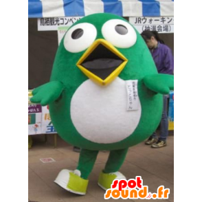 Mascotte gran pájaro divertido, verde y blanco - MASFR22336 - Mascota de aves