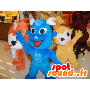 3 mascotte e sorridenti personaggi colorati - MASFR22342 - Umani mascotte