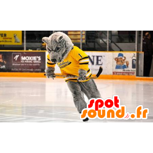 Mascotte Grizzlies with a yellow jersey - MASFR22346 - Bear mascot